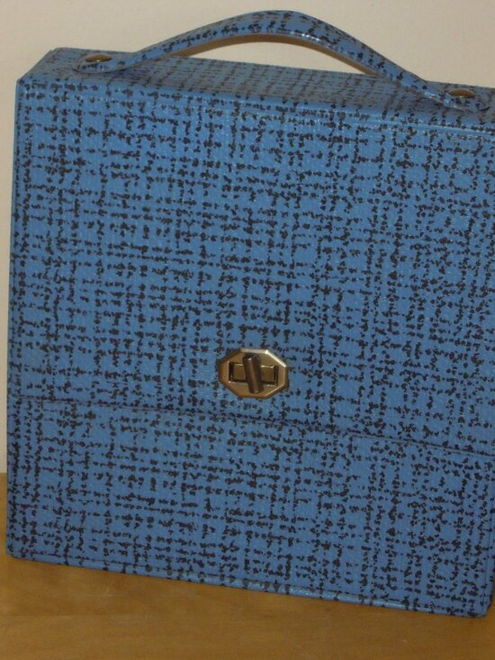 Other - Vintage Blue Black Vinyl Record Carrying Case Box Holder 45s 60/70s EXC COND